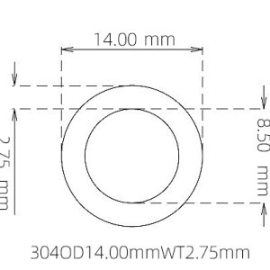 外径 14.00 mm / 内径 8.50 mm · 304 不锈钢毛细管