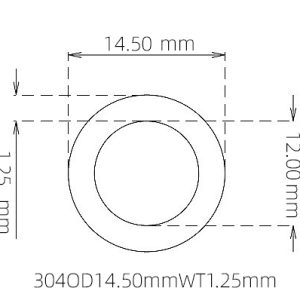 外径 14.50 mm / 内径 12.00 mm · 304 不锈钢毛细管