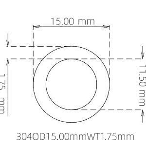 外径 15.00 mm / 内径 11.50 mm · 304 不锈钢毛细管