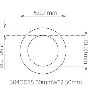 外径 15.00 mm / 内径 10.00 mm · 304 不锈钢毛细管