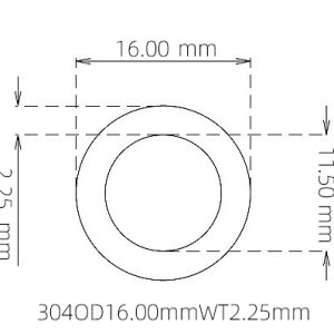 外径 16.00 mm / 内径 11.50 mm · 304 不锈钢毛细管