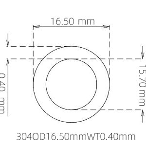 外径 16.50 mm / 内径 15.70 mm · 304 不锈钢毛细管