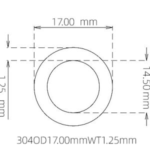 外径 17.00 mm / 内径 14.50 mm · 304 不锈钢毛细管