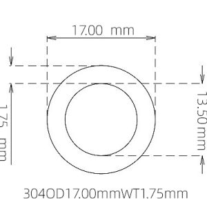 外径 17.00 mm / 内径 13.50 mm · 304 不锈钢毛细管