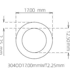 外径 17.00 mm / 内径 12.50 mm · 304 不锈钢毛细管