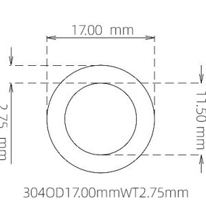 外径 17.00 mm / 内径 11.50 mm · 304 不锈钢毛细管
