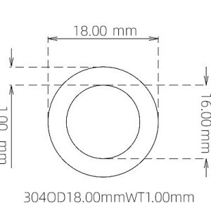 外径 18.00 mm / 内径 16.00 mm · 304 不锈钢毛细管