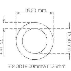 外径 18.00 mm / 内径 15.50 mm · 304 不锈钢毛细管
