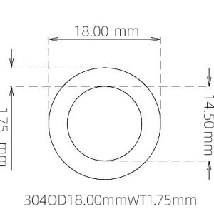 外径 18.00 mm / 内径 14.50 mm · 304 不锈钢毛细管