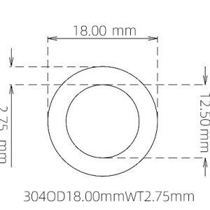 外径 18.00 mm / 内径 12.50 mm · 304 不锈钢毛细管