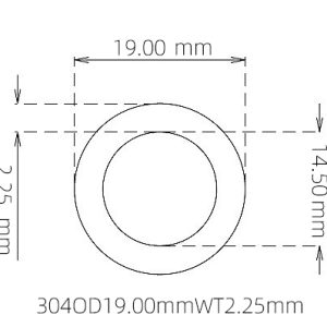 外径 19.00 mm / 内径 14.50 mm · 304 不锈钢毛细管