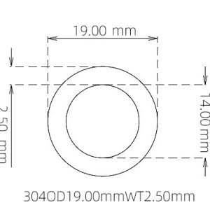 外径 19.00 mm / 内径 14.00 mm · 304 不锈钢毛细管