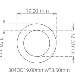 外径 19.00 mm / 内径 12.00 mm · 304 不锈钢毛细管