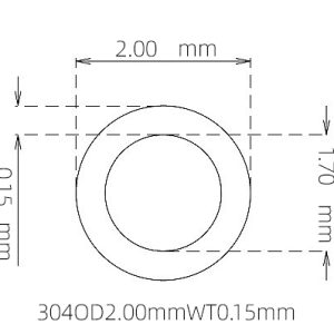 外径 2.00 mm / 内径 1.70 mm · 304 不锈钢毛细管
