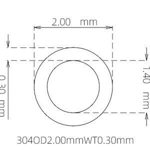 外径 2.00 mm / 内径 1.40 mm · 304 不锈钢毛细管