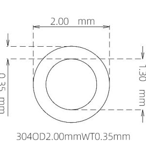外径 2.00 mm / 内径 1.30 mm · 304 不锈钢毛细管