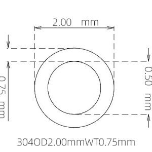 外径 2.00 mm / 内径 0.50 mm · 304 不锈钢毛细管