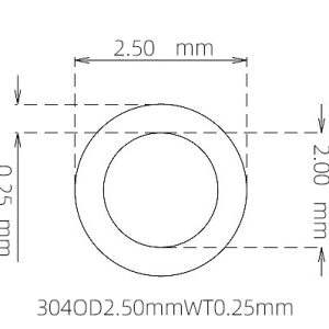 外径 2.50 mm / 内径 2.00 mm · 304 不锈钢毛细管