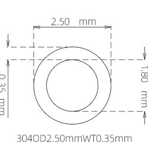 外径 2.50 mm / 内径 1.80 mm · 304 不锈钢毛细管
