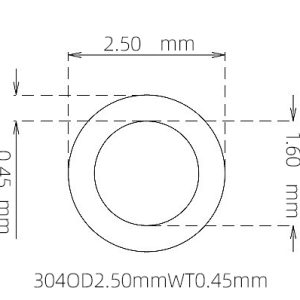 外径 2.50 mm / 内径 1.60 mm · 304 不锈钢毛细管