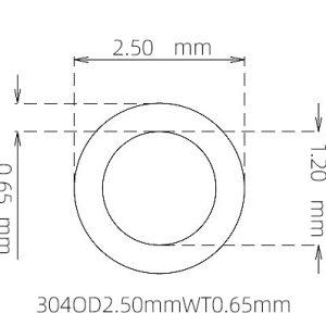 外径 2.50 mm / 内径 1.20 mm · 304 不锈钢毛细管