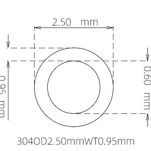 外径 2.50 mm / 内径 0.60 mm · 304 不锈钢毛细管