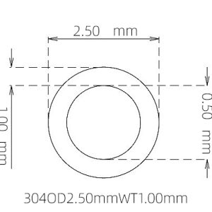 外径 2.50 mm / 内径 0.50 mm · 304 不锈钢毛细管
