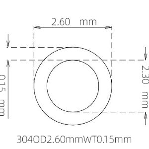 外径 2.60 mm / 内径 2.30 mm · 304 不锈钢毛细管