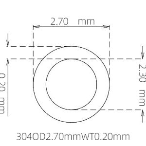 外径 2.70 mm / 内径 2.30 mm · 304 不锈钢毛细管