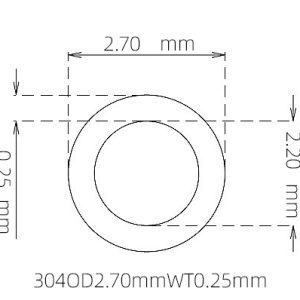 外径 2.70 mm / 内径 2.20 mm · 304 不锈钢毛细管