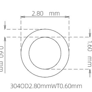 外径 2.80 mm / 内径 1.60 mm · 304 不锈钢毛细管