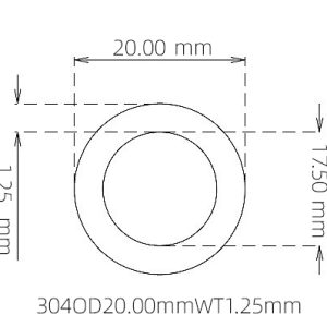 外径 20.00 mm / 内径 17.50 mm · 304 不锈钢毛细管