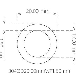 外径 20.00 mm / 内径 17.00 mm · 304 不锈钢毛细管