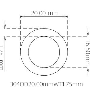 外径 20.00 mm / 内径 16.50 mm · 304 不锈钢毛细管