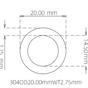 外径 20.00 mm / 内径 14.50 mm · 304 不锈钢毛细管