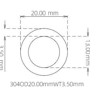 外径 20.00 mm / 内径 13.00 mm · 304 不锈钢毛细管