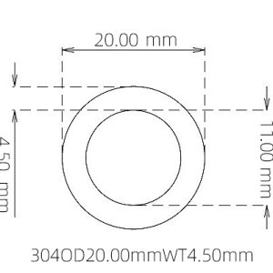 外径 20.00 mm / 内径 11.00 mm · 304 不锈钢毛细管