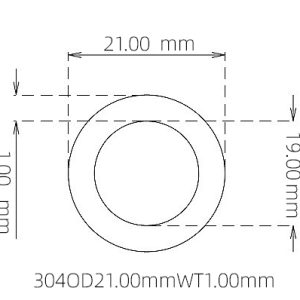 外径 21.00 mm / 内径 19.00 mm · 304 不锈钢毛细管