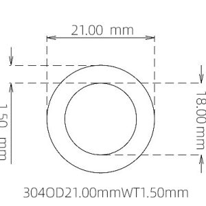 外径 21.00 mm / 内径 18.00 mm · 304 不锈钢毛细管