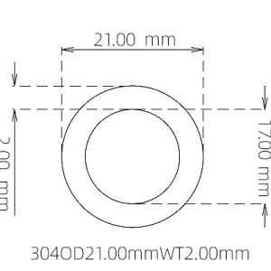 外径 21.00 mm / 内径 17.00 mm · 304 不锈钢毛细管