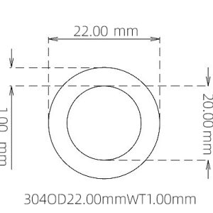 外径 22.00 mm / 内径 20.00 mm · 304 不锈钢毛细管