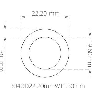 外径 22.20 mm / 内径 19.60 mm · 304 不锈钢毛细管