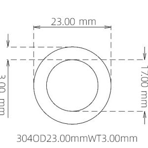 外径 23.00 mm / 内径 17.00 mm · 304 不锈钢毛细管