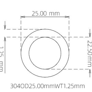 外径 25.00 mm / 内径 22.50 mm · 304 不锈钢毛细管
