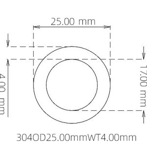 外径 25.00 mm / 内径 17.00 mm · 304 不锈钢毛细管