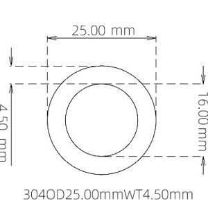 外径 25.00 mm / 内径 16.00 mm · 304 不锈钢毛细管