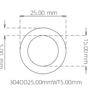 外径 25.00 mm / 内径 15.00 mm · 304 不锈钢毛细管