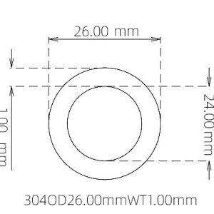 外径 26.00 mm / 内径 24.00 mm · 304 不锈钢毛细管