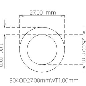 外径 27.00 mm / 内径 25.00 mm · 304 不锈钢毛细管