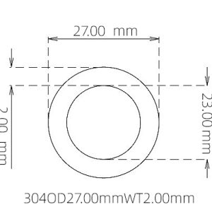 外径 27.00 mm / 内径 23.00 mm · 304 不锈钢毛细管